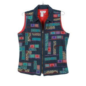 Coldwater Creek Vintage Patchwork Denim Vest